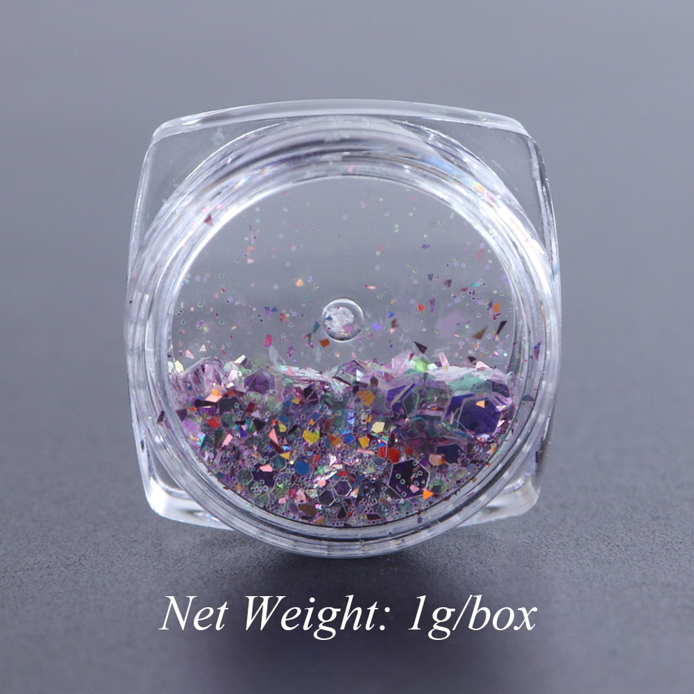 Nail Mermaid Glitter Flakes - Sparkly 3D Hexagon Colorful Sequins Spangles