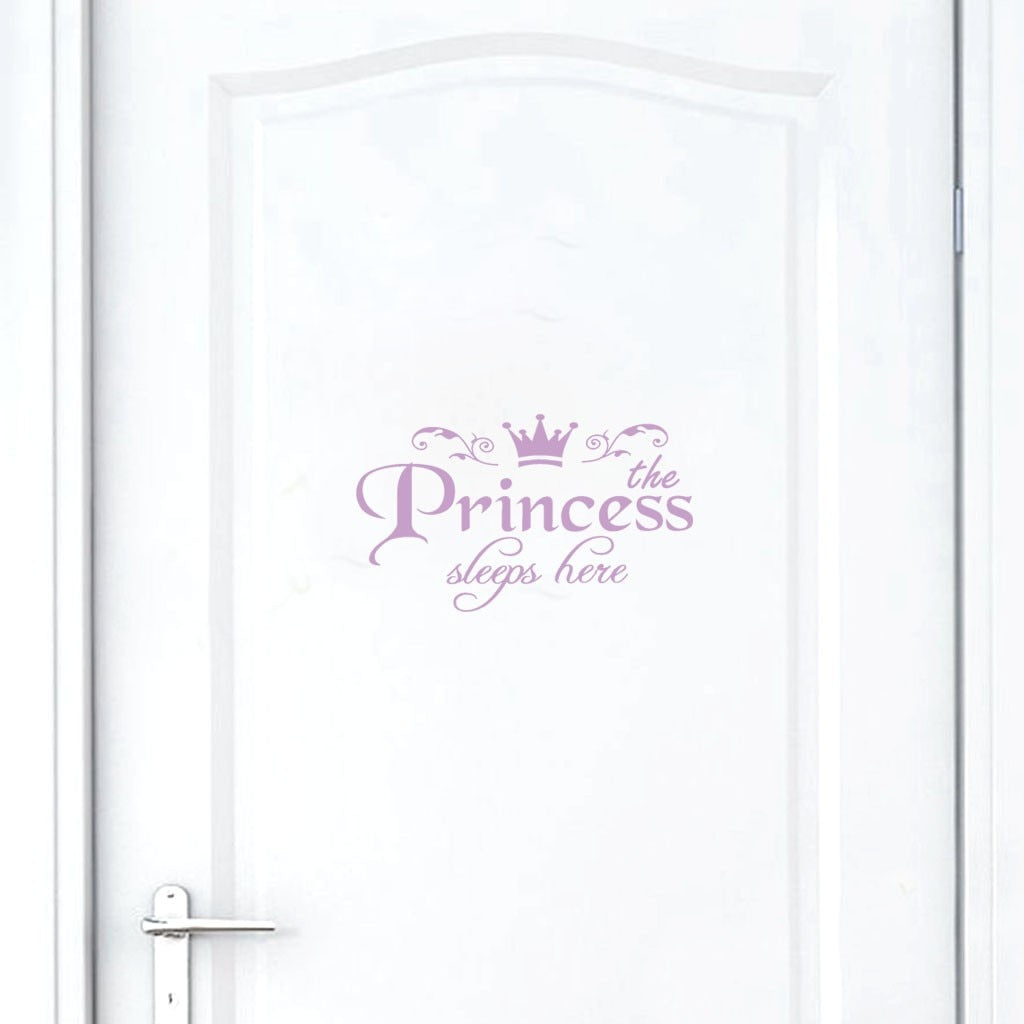 Princess Sleeps Here Home Decor Bedroom Door Wall Sticker