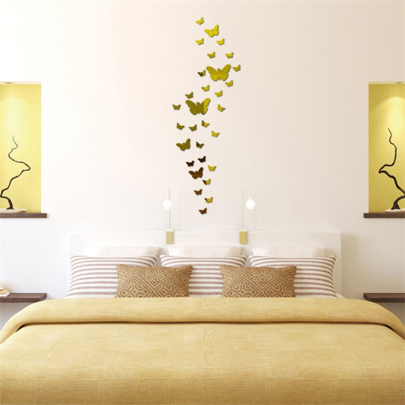 Butterfly Mirror Surface Wall Sticker - Detachable Art Sticker