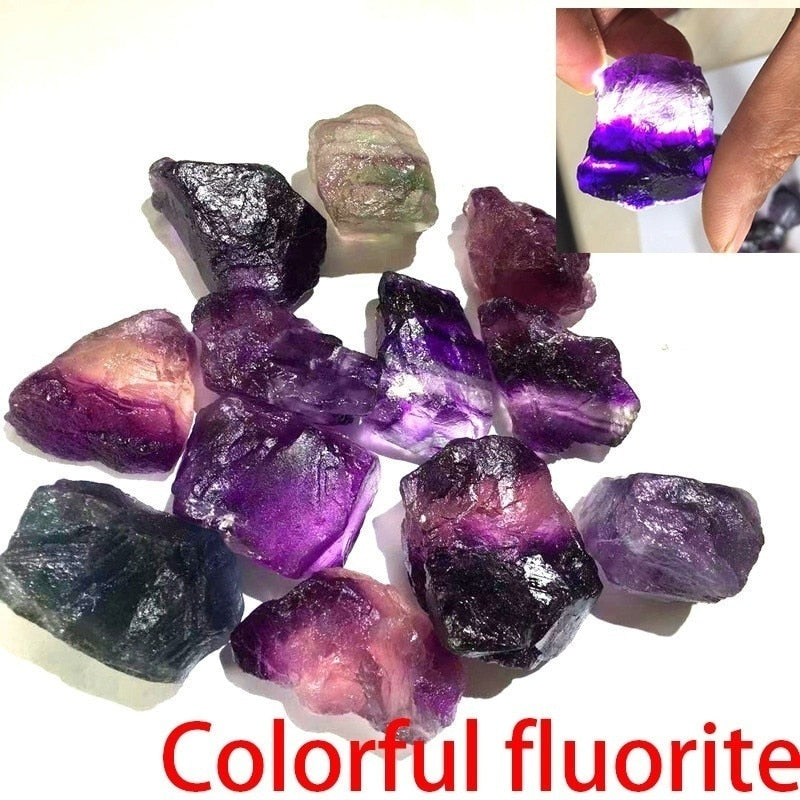 Natural Rare Raw Obsidian Colored Fluorite Gemstone - Crystal Reiki Healing Mineral Stone