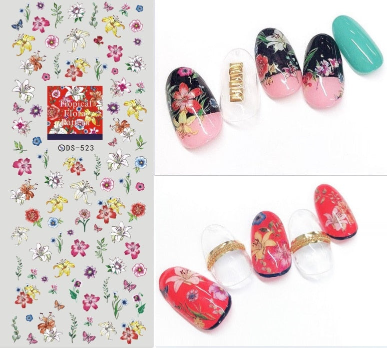 Elegant Florals Nails Art - Manicure Water Decal Decorations Design