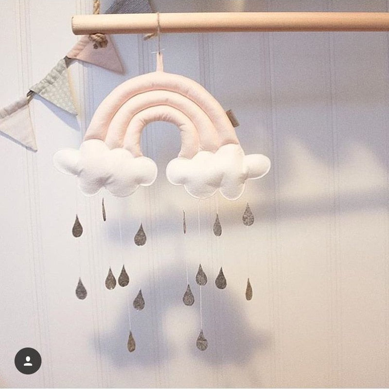 Nordic Style Rainbow Raining Cloud Decoration - Baby Room Wall Hanging, Kids Tent Decoration