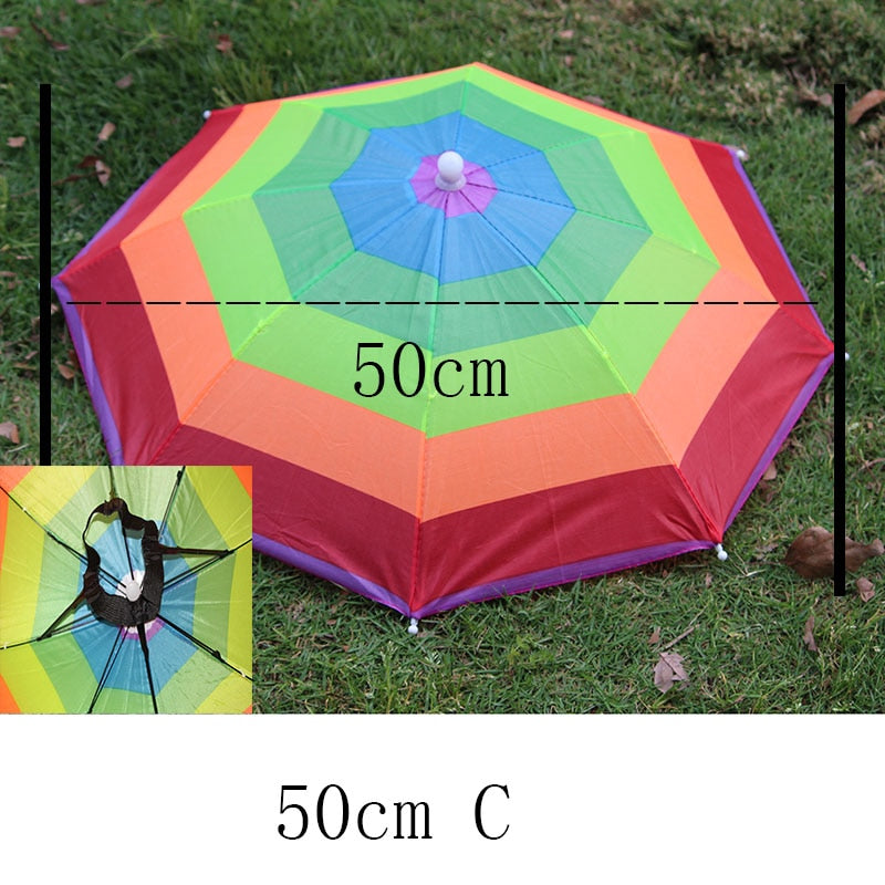 Sunny and Rainy Umbrella, Hands Free Rainbow Folding & Waterproof Multicolor Hat