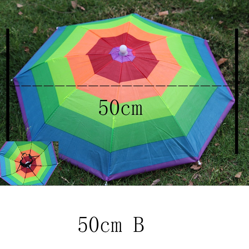 Sunny and Rainy Umbrella, Hands Free Rainbow Folding & Waterproof Multicolor Hat