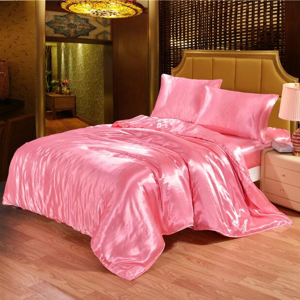 White Black Bedding Sets, King Size Double Satin Silk Summer Used Single Bed Linen Luxury Bedding Kit Duvet Cover Set