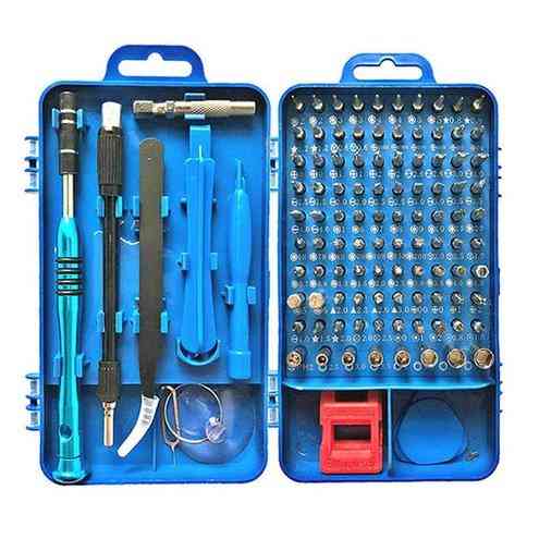 Conjunto de chaves de fenda 112 em 1 conjunto de ferramentas de reparo de telefone celular torx de chave de fenda magnética - 115 em 1 azul