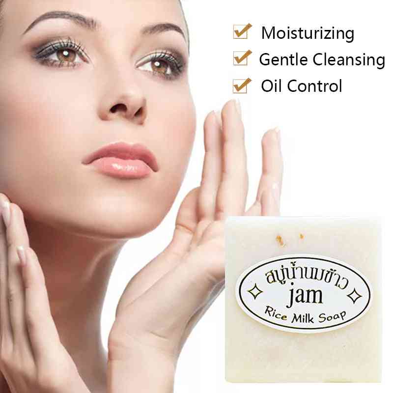 Håndlavet ris, mælkecollagen sæbe - vitaminblegning af hud, fjernelse af acne porer, fugtighedsgivende, blegende sæbe -