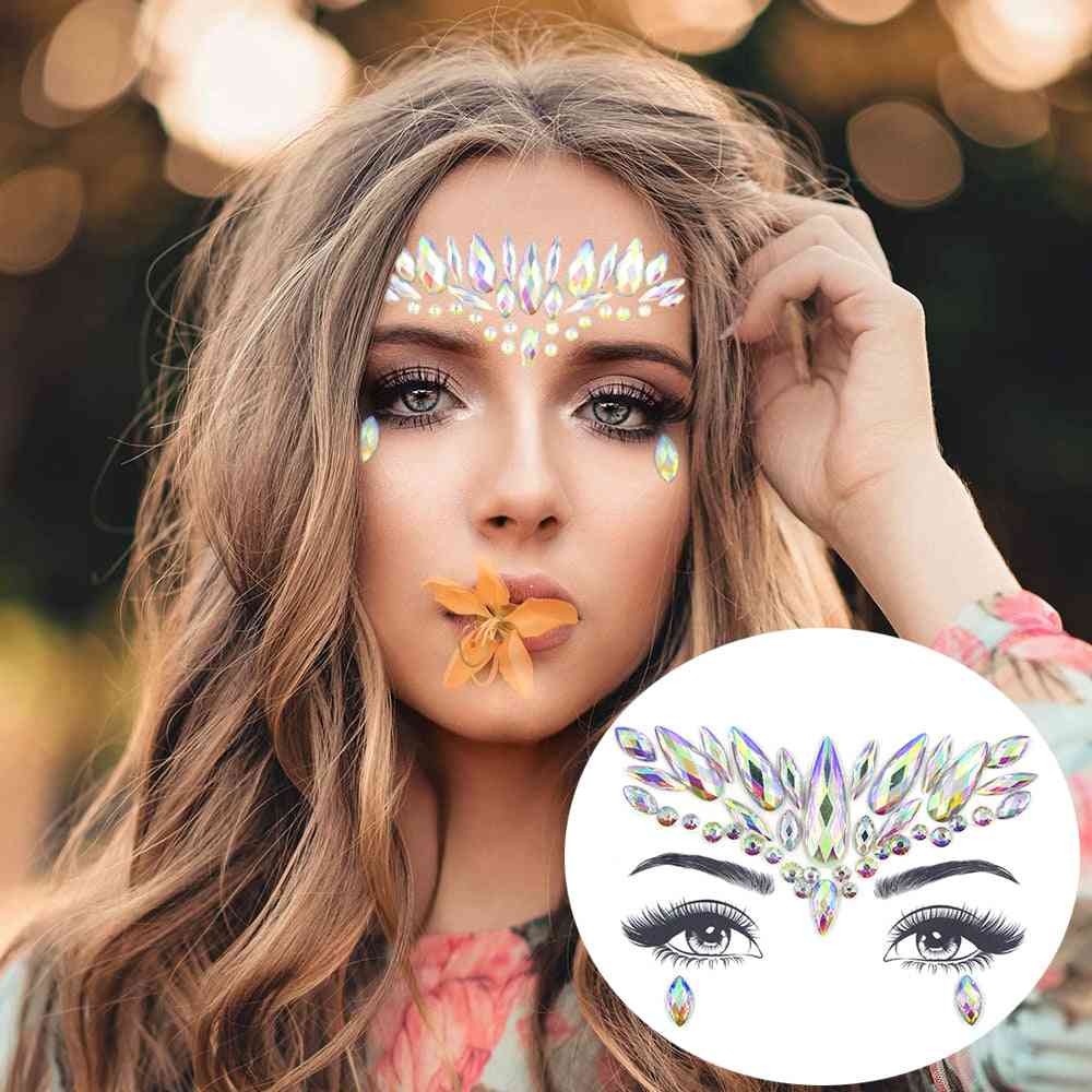 Glitter gezicht sieraden sticker - tijdelijke tattoo voor feest, make-up - strass