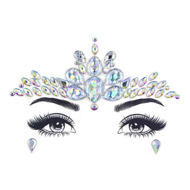 Glitter Face Jewelry Sticker - Temporary Tattoo For Party, Makeup - Rhinestones