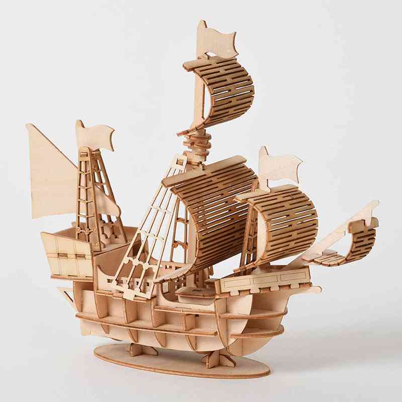Tăiere cu laser diy 3d navă de navigație cu vele cu puzzle model asamblare kituri de ambarcațiuni din lemn