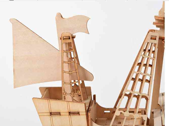 Laserowo wycinane drewniane zabawki DIY Puzzle 3D - montaż, zestaw do rękodzieła - a