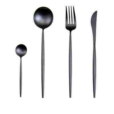 4pcs/set Designer Cutlery, Fork, Knife, Spoon - Stainless Steel Dinnerware Set