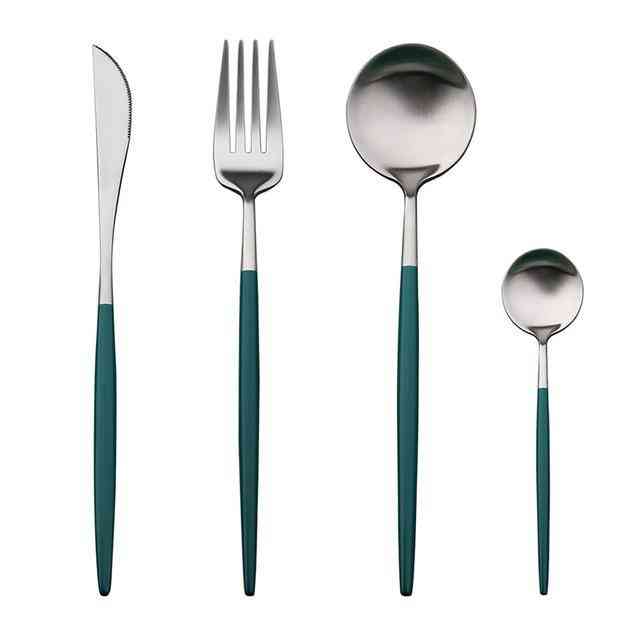4pcs / set ensemble de couverts design ensemble de vaisselle en acier inoxydable - fourchette, couteau, cuillère