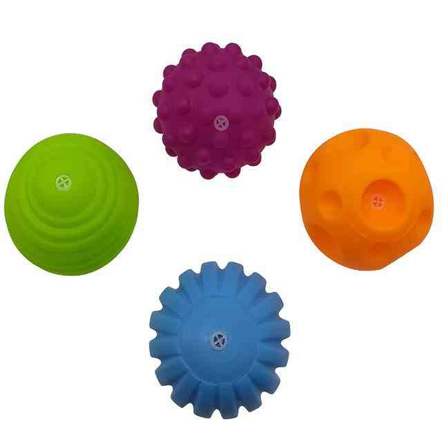 Baby gummi handbollleksaker - texturerad pekboll för sensorisk kul, badtid, typ - tj019 4st