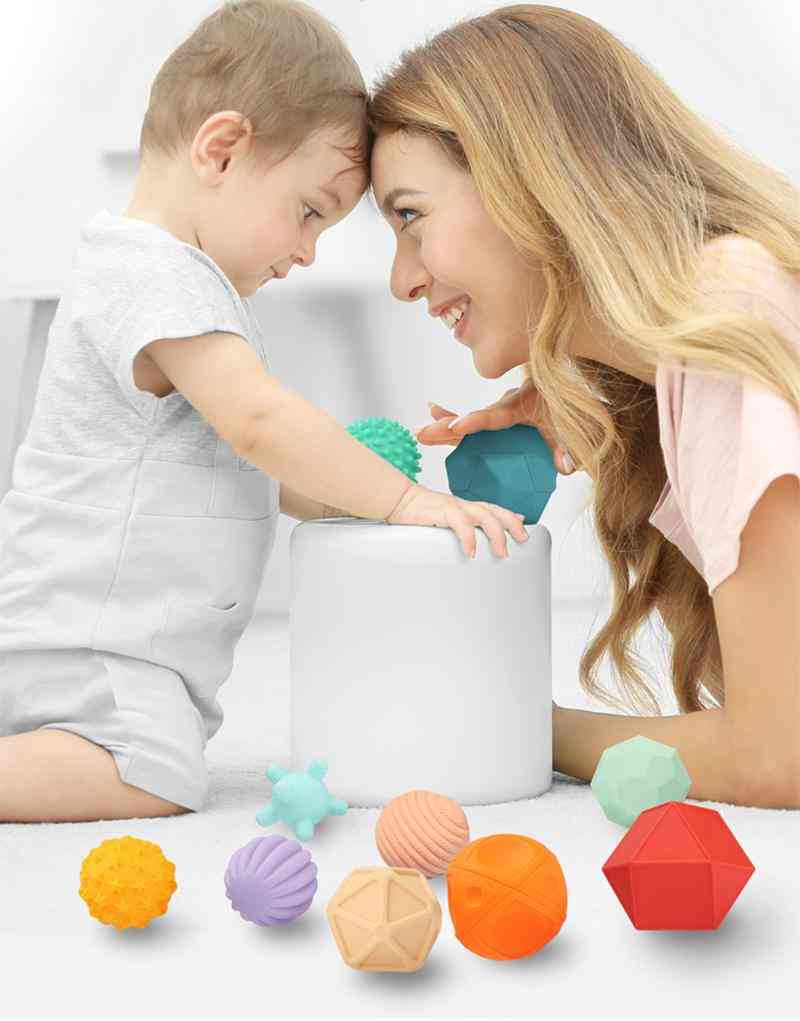 Baba gumi kézilabda játékok - texturált érintőképernyős labda az érzékszervi szórakozáshoz, fürdési idő, típus - színes 6db