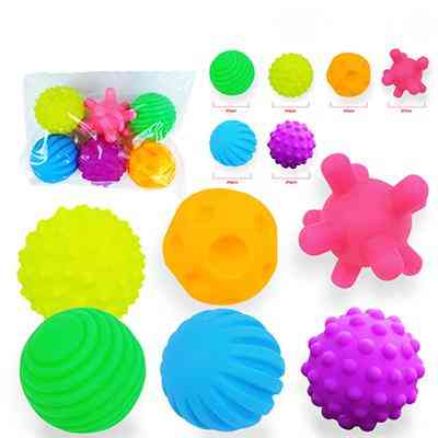 Baby rubberen handbalspeelgoed - aanraakbal met textuur voor zintuiglijk plezier, badtijd, type - kleurrijk 6st