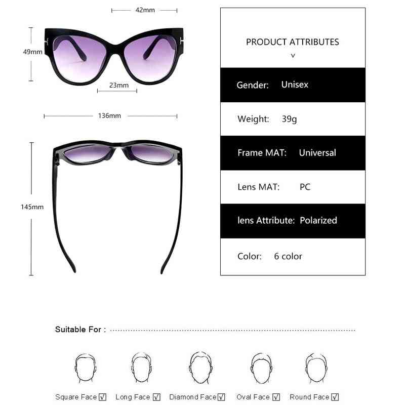 Luxury Designer Black Cat Eye Oversized Sunglasses With Gradient