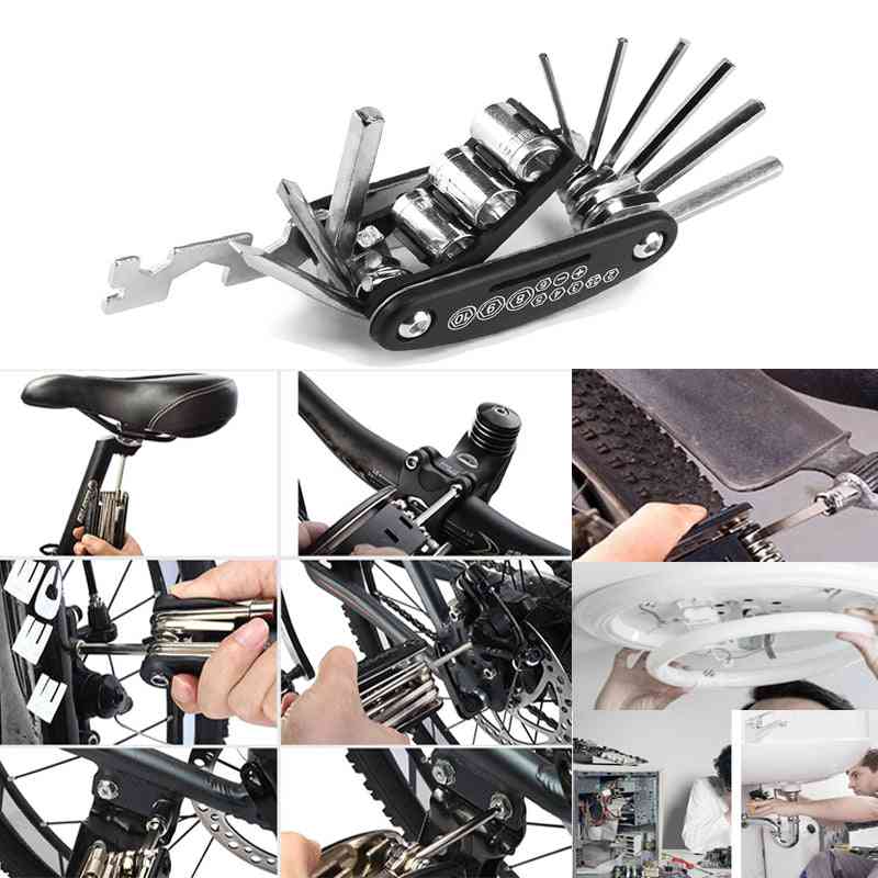 Draagbare mtb mountainbike multifunctionele sleutel - touring pocket multitool schroevendraaier voor motor, fiets, fietsreparatie gereedschap