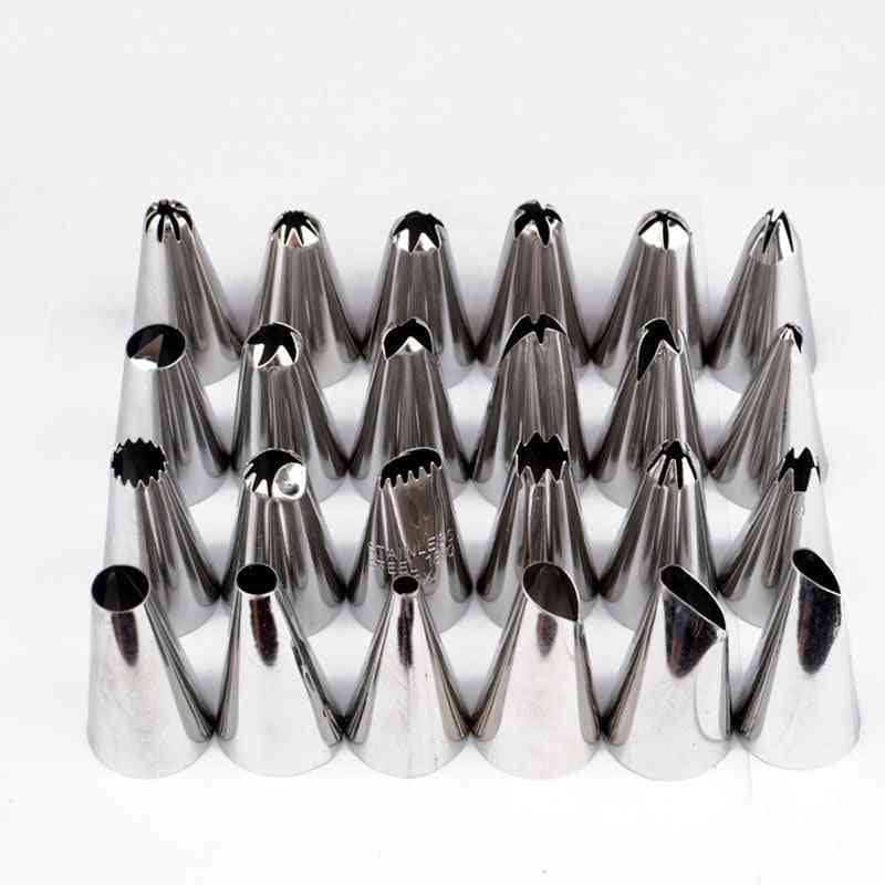 Stainless Steel Pastry Nozzle Tube - Piping Tips With Hinged, Desserts Decorating Set