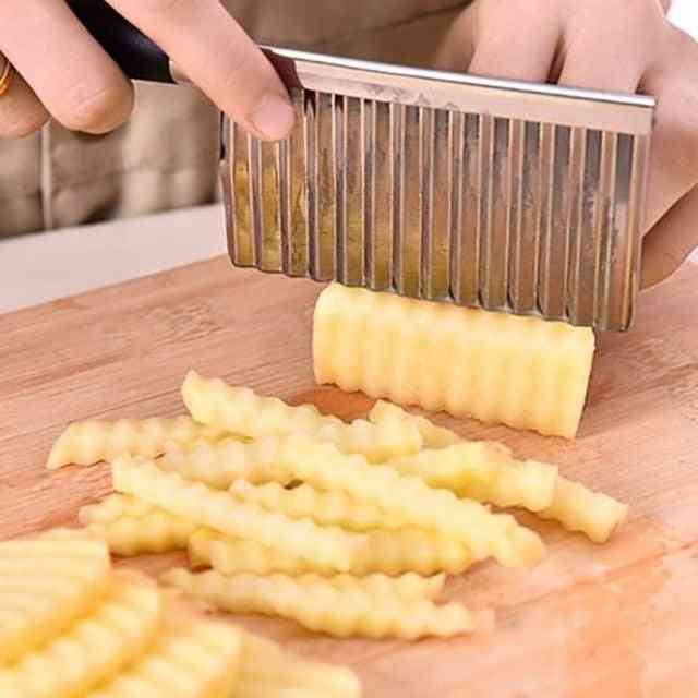 Stainless Steel Wavy Edged Knife - Vegetable, Fruit Cutting Kitchen Gadget