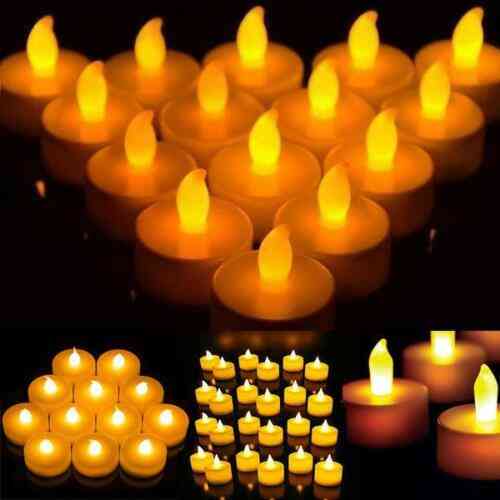 12pcs Battery Operated Led - Lights Candles Flameless, Flickering Weeding Decor