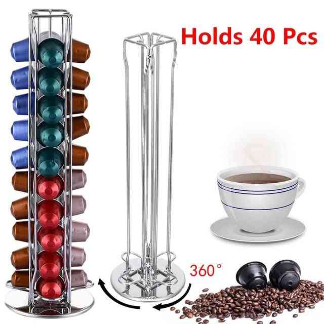 40 Cups Nespresso Coffee Pods Holder - Rotating Rack Coffee Capsule Stand , Dolce Gusto Capsules Storage Shelve