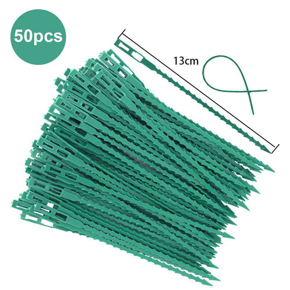 50/30 stuks visgraat uitloper groen landschap - herbruikbare tuin plastic plantenriem, stropdas tuin visgraatband - 50 stuks 13cm