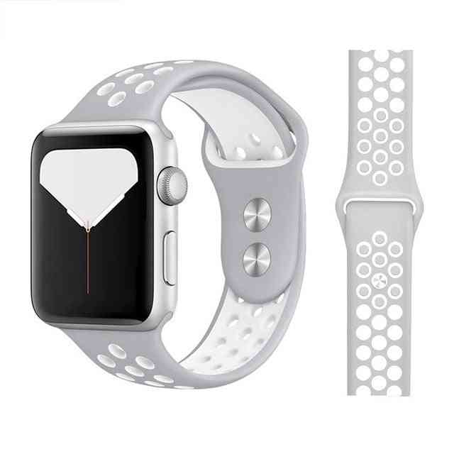 Nytt andningsbart silikonband för Apple Watch 5 4 3 2 1 42mm 38mm även för iwatch 5 4 3 40mm 44mm