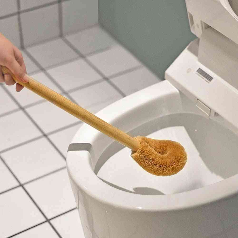 Cepillo de limpieza de inodoro de coco natural de madera utilizado para la limpieza del hogar del baño