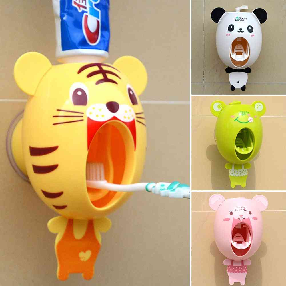 Strong Suction Sucker Cartoon Style Bathroom Household Toothbrush Holder -  Automatic Toothpaste Dispenser