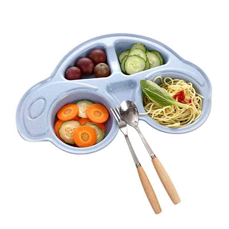 Heat Insulation Lunch Tools, Cute Cartoon Car Shape Wheat Straw Feeding Dish Plate