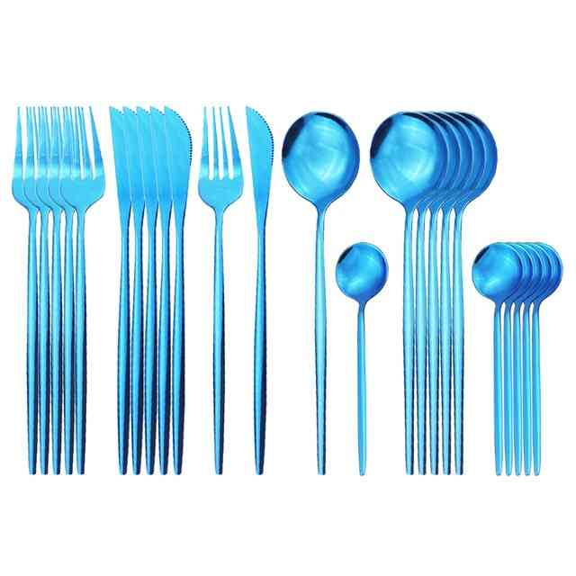 24pcs Gold Cutlery Stainless Steel Set Of Knife Fork Coffee Spoon Tableware Set