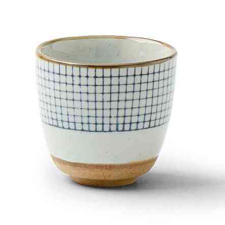 Tazza da minestra in ceramica tazza da tè con motivo a reticolo dipinto a mano a grana grossa