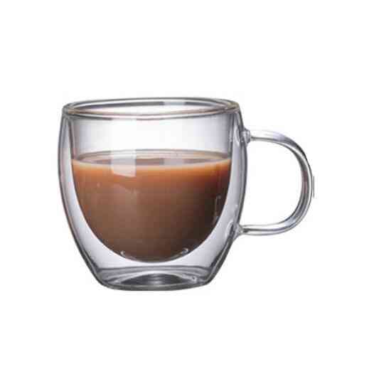 Double Wall Glass Cup Beer Coffee Heart Cups, Heat Resistant Healthy Drink Tea Mug