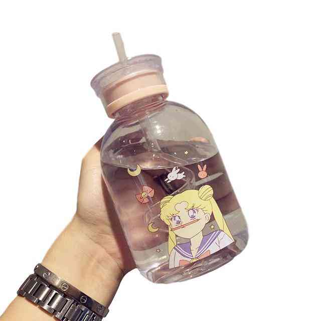 Průhledná plastová láhev na vodu kreslený lahve s matnou vodou nepropustné sklenice