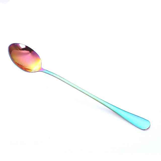 Cucchiaio per mescolare in acciaio inossidabile cucchiaio in oro rosa placcato in titanio tazza cucchiaio da caffè cucchiaio a punta - argento