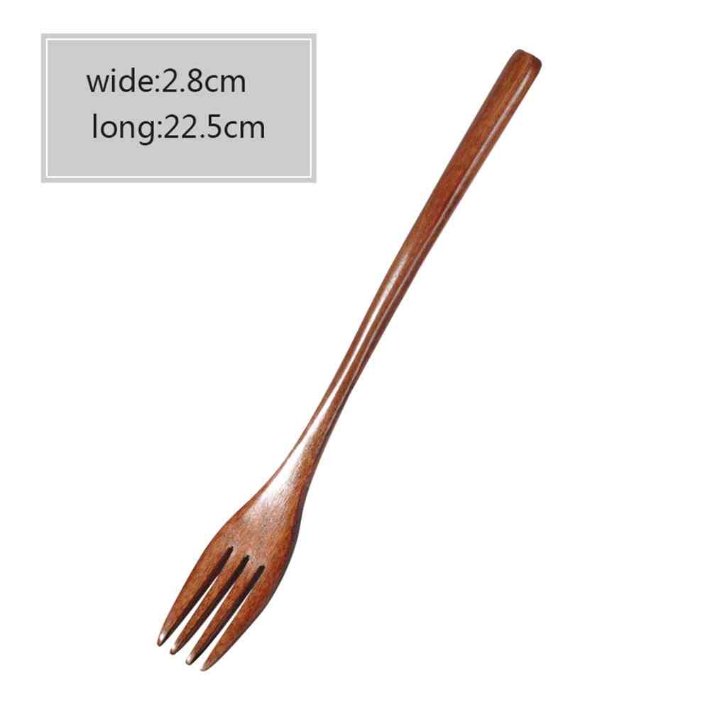 Natural Wooden Bamboo Fork Used In Kitchen For Cooking - Utensil Tools, Soup Teaspoon