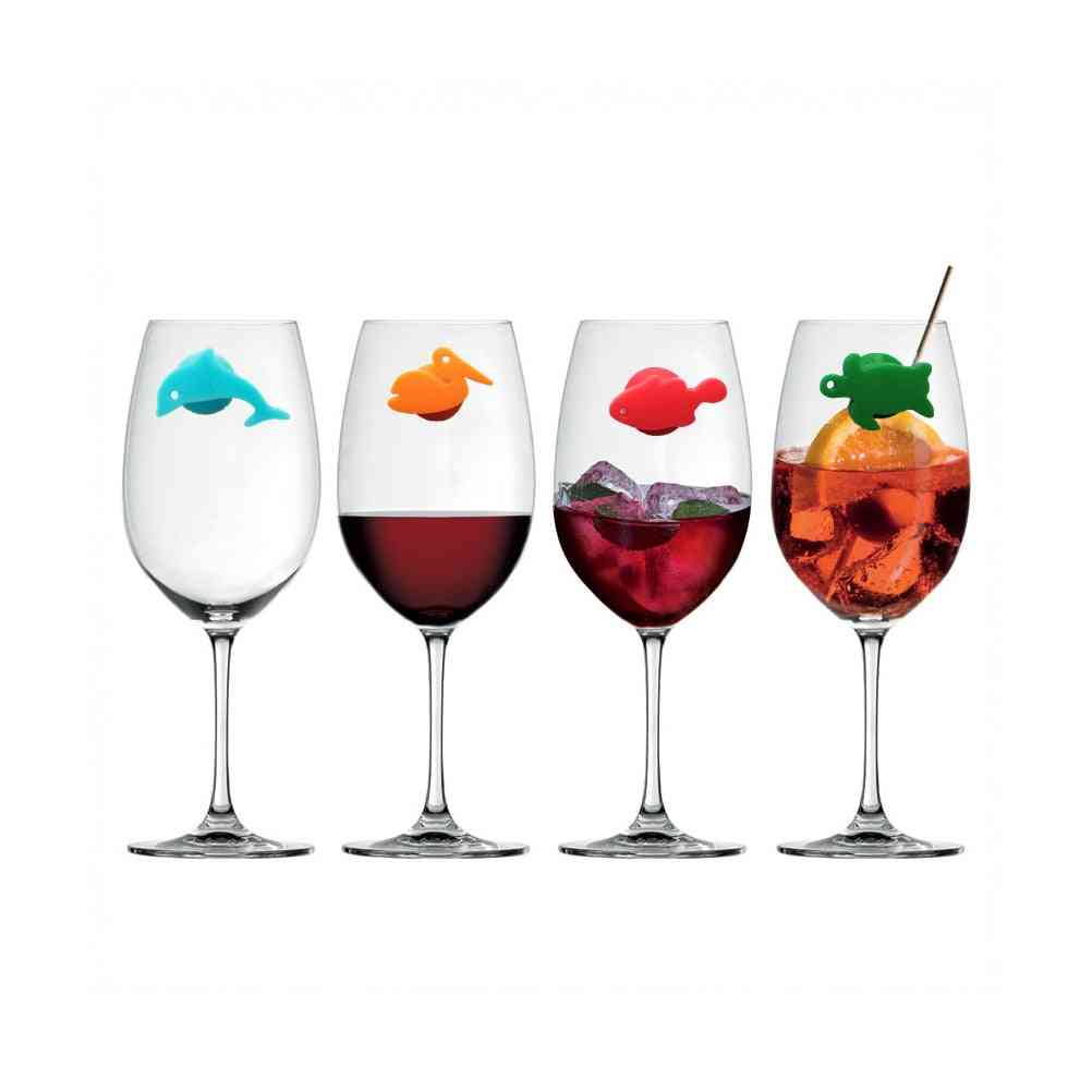 Silicone Marine Animals Wine Glass Marker- Creative Drinking Cup Identifier