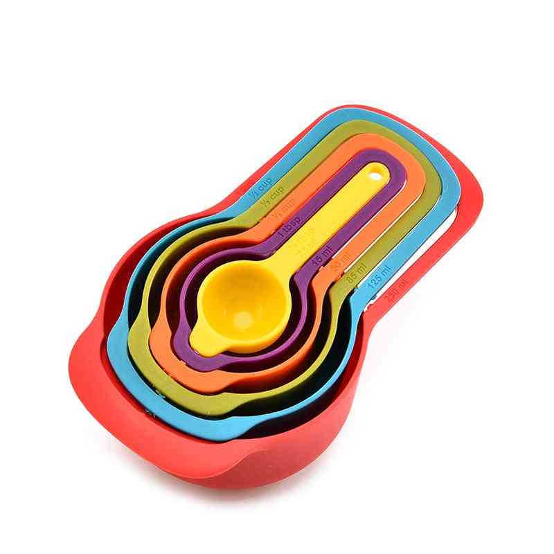 Kitchen Measuring Spoon Rainbow Color Stackable Combination Measuring Cup Set