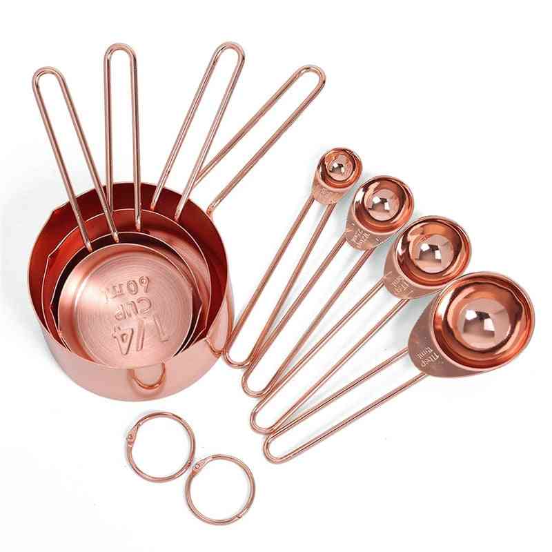 Stainless Steel Measuring Cups And Spoons Set - Measurements, Pouring Spouts