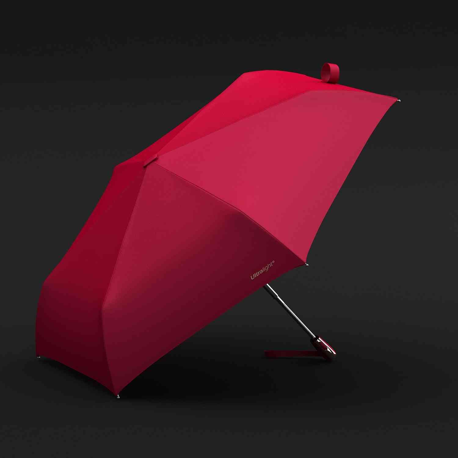 Automatische anti-uv draagbare platte opvouwbare paraplu's - rood