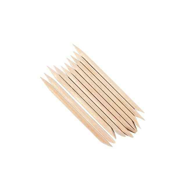 Wooden Cuticle Pusher Orange Wood Sticks - Dual Ended Uv Gel Polish Remover For Nail Art