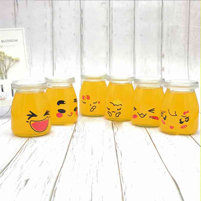 Cute Heat Resistant Glass Bottle Jar, Pudding Containers