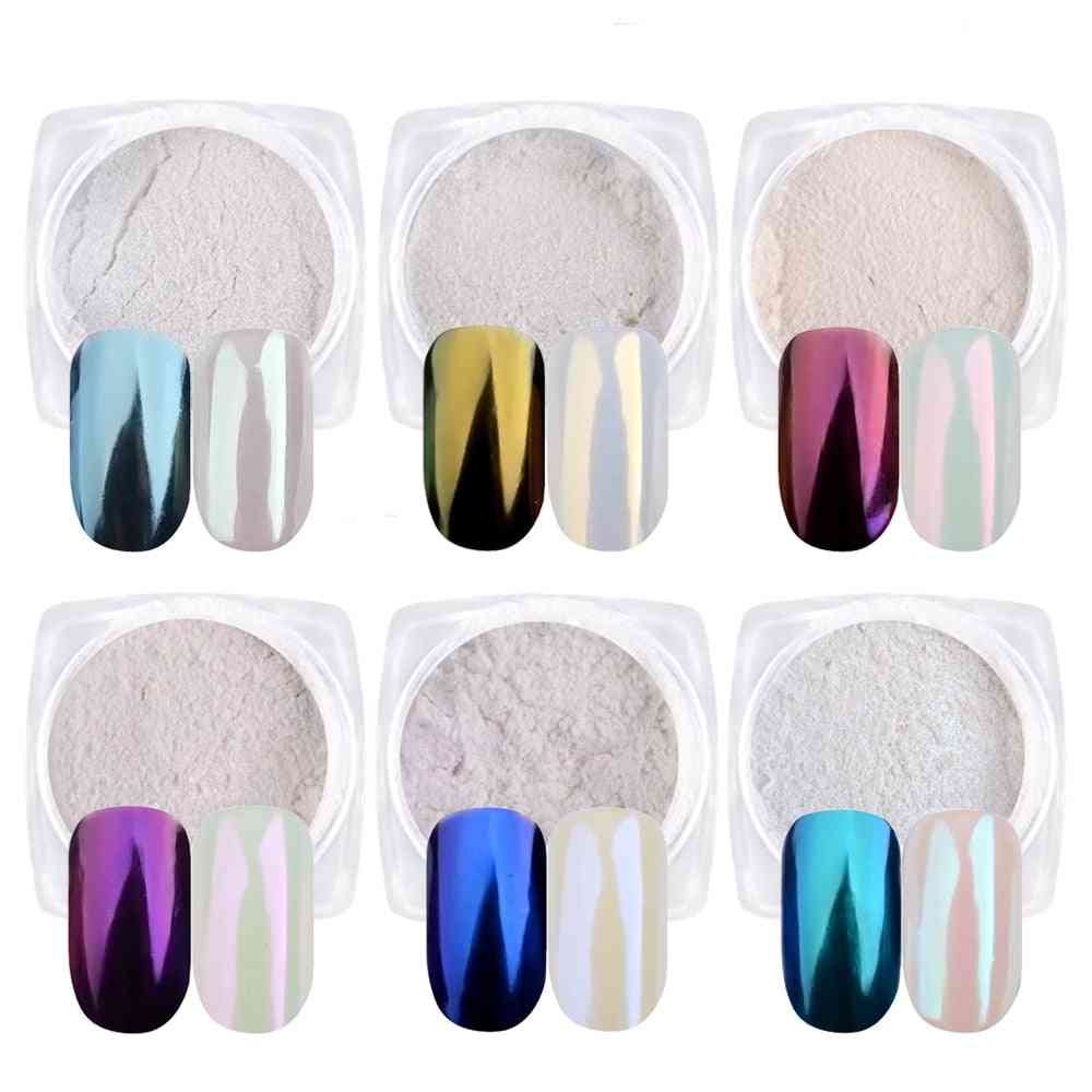 Glitter per unghie brillanti sfumati - polvere magica effetto specchio polvere aurora pigmento nail art