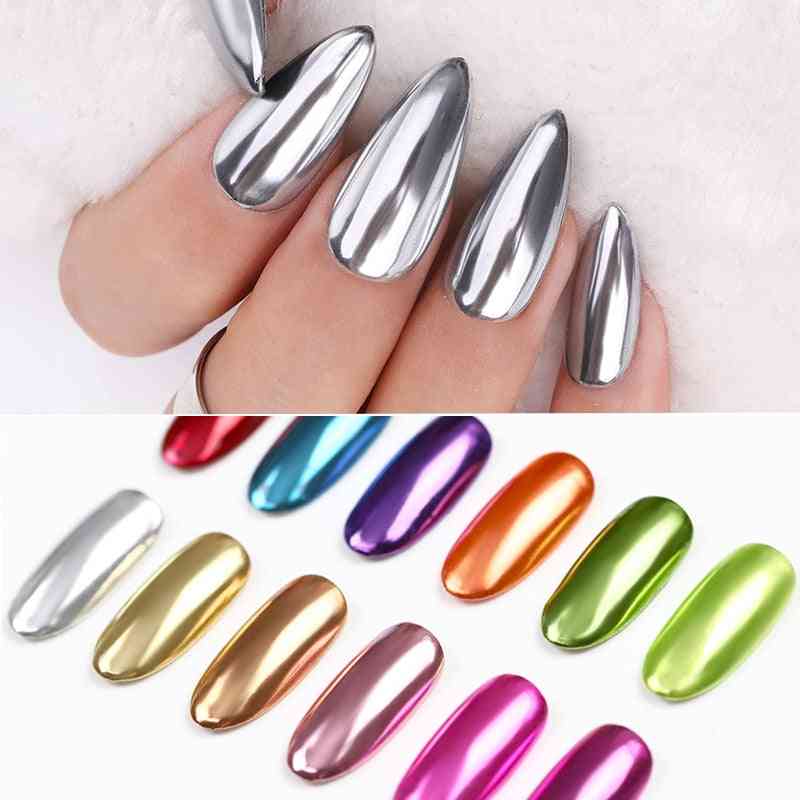 Mirror Effect Nail Art, Decoration Made Up Of Shining Metal