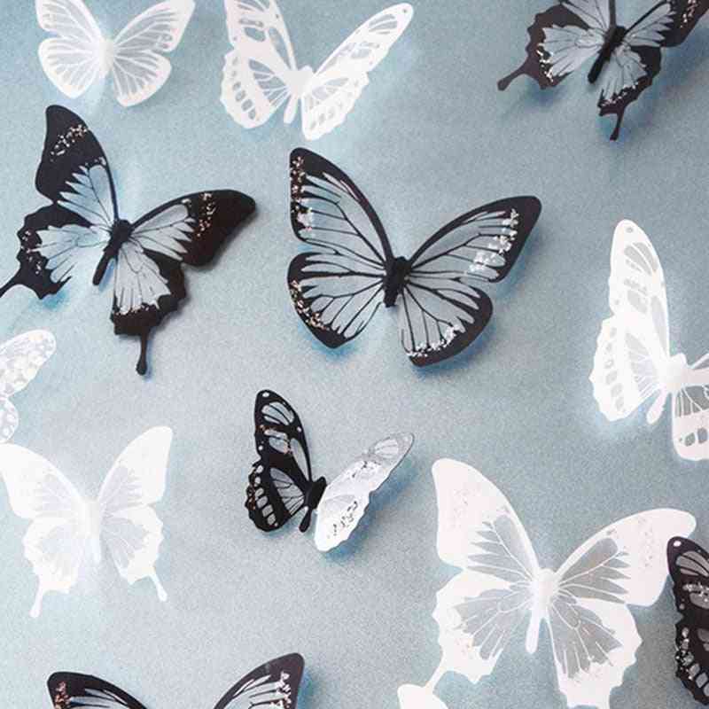 3D efekt křišťálových motýlů na zeď