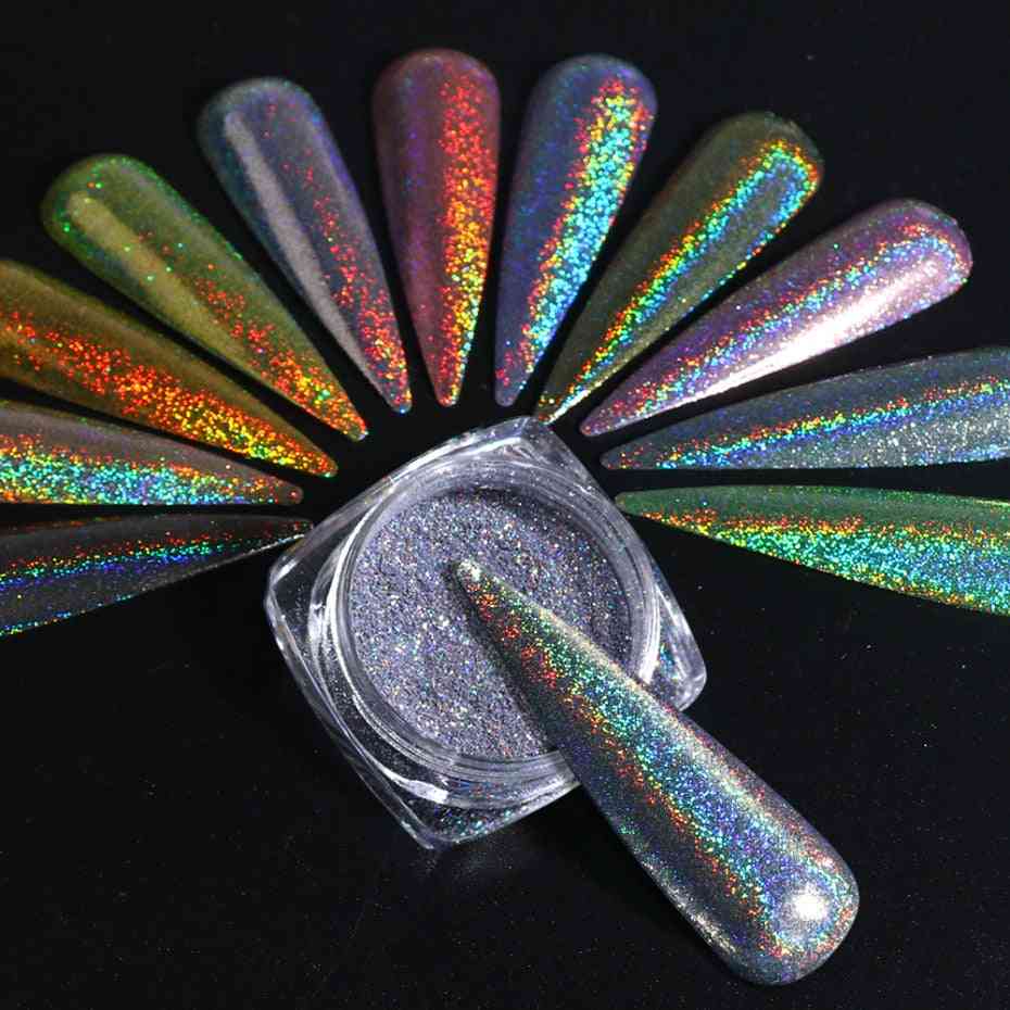 Glitter For Nails Holographic Dip Powder - Mirror Polishing Chrome Pigments Nail Art Decorations