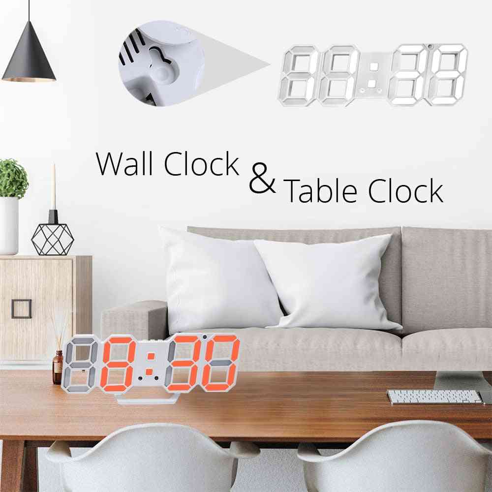 3d Led Modern Design Nightlight Digital Wall Clock