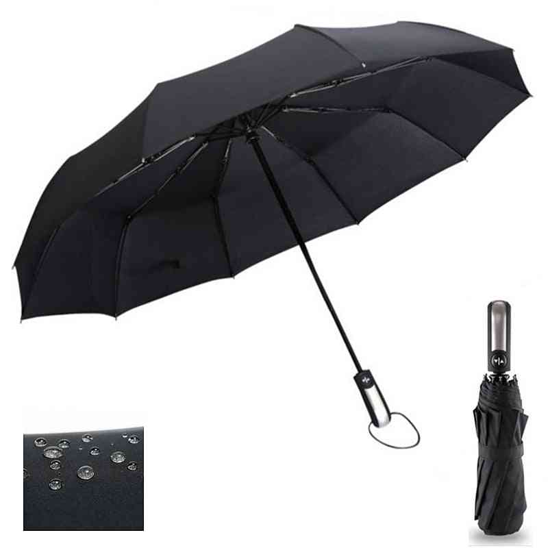 Résistant au vent trois pliage - parapluie automatique pluie femmes, grand luxe automatique coupe-vent - rouge