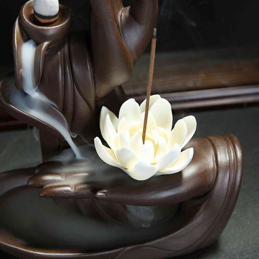 Tathagata buddha керамична горелка за тамян - държач за пръчки от конуси на лотос